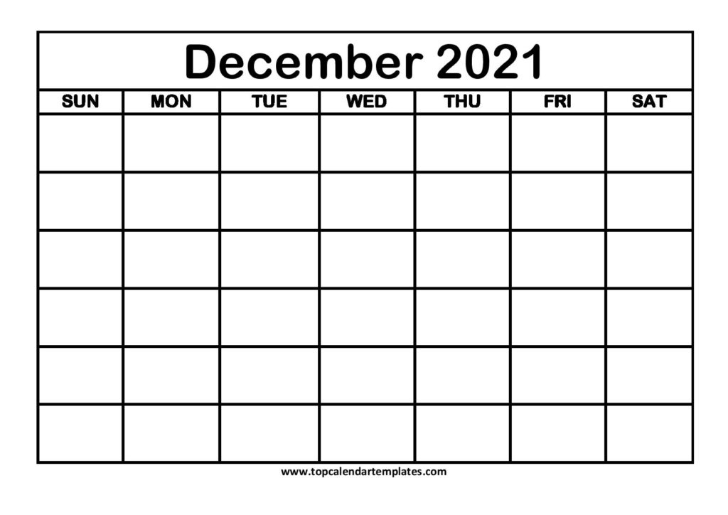 Free December 2021 Calendar Printable - Blank Templates