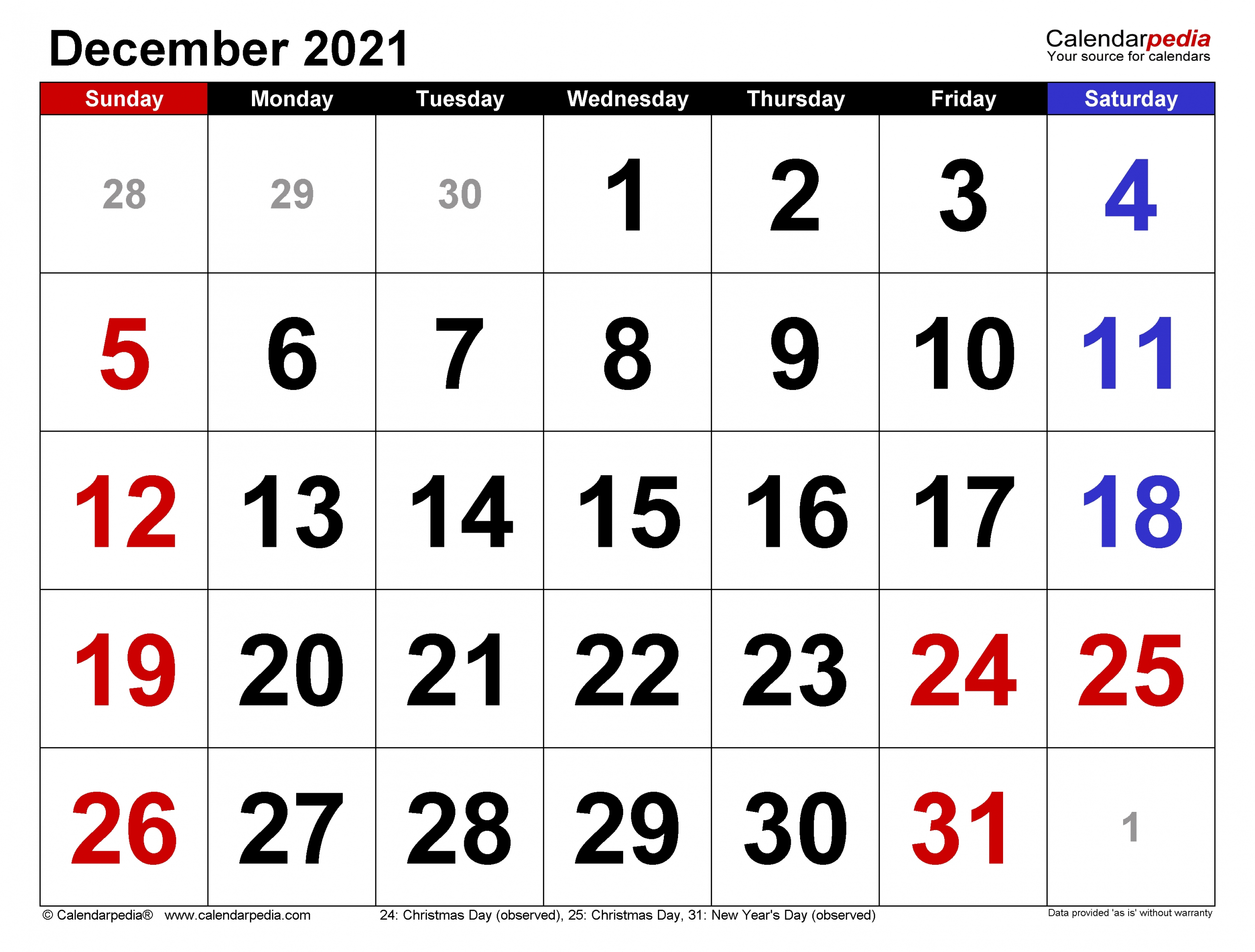 Free Editable December 2021 Calendar | Month Calendar