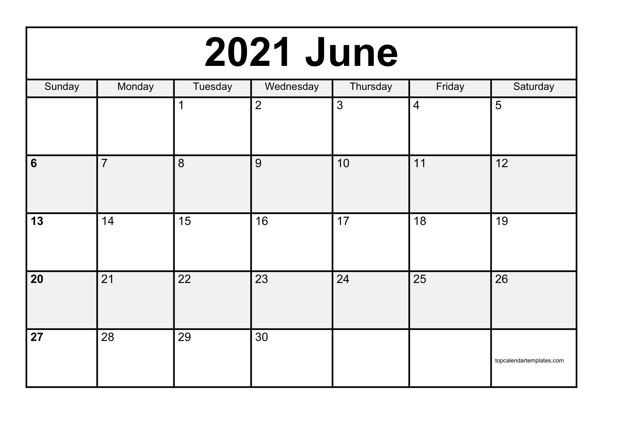 Free June 2021 Printable Calendar In Editable Format