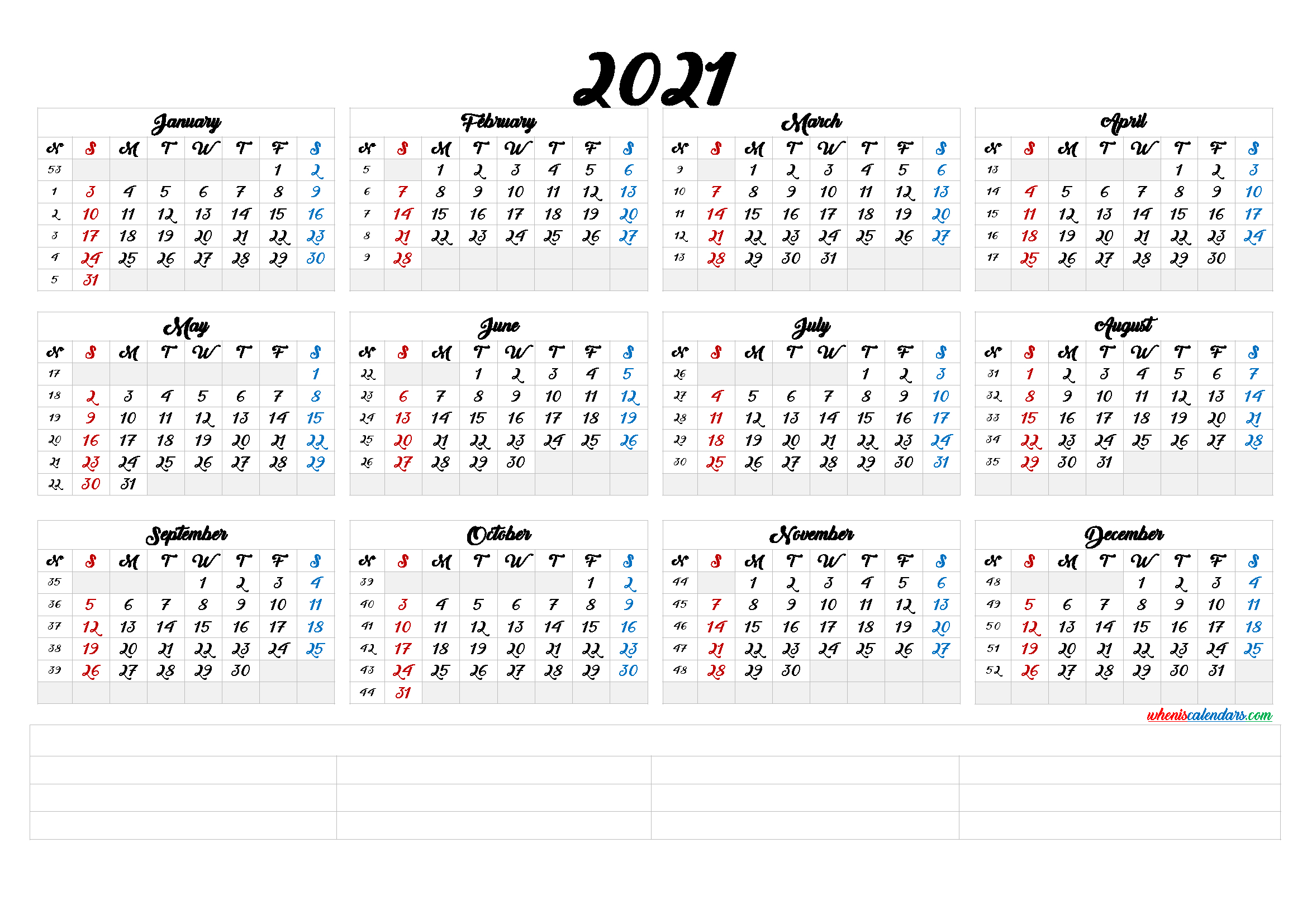 Free Printable 2021 Calendarmonth (6 Templates)