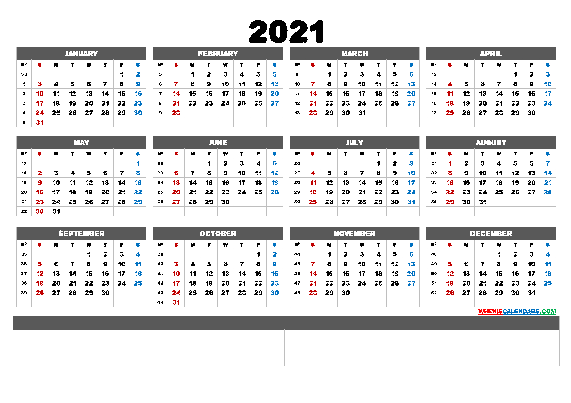 Free Printable 2021 Calendarmonth (6 Templates)