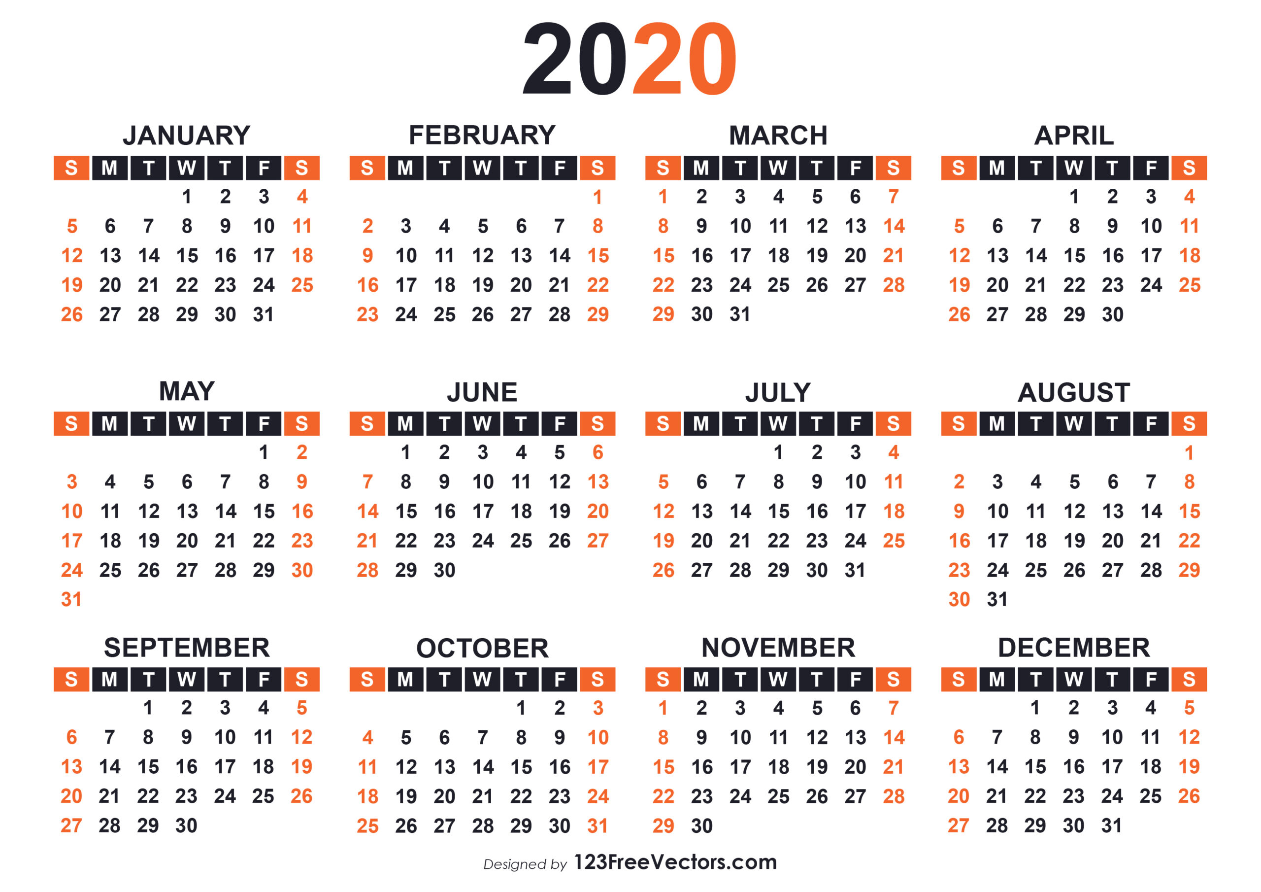 Free Printable Calendar For 2020 | Calendar Printables