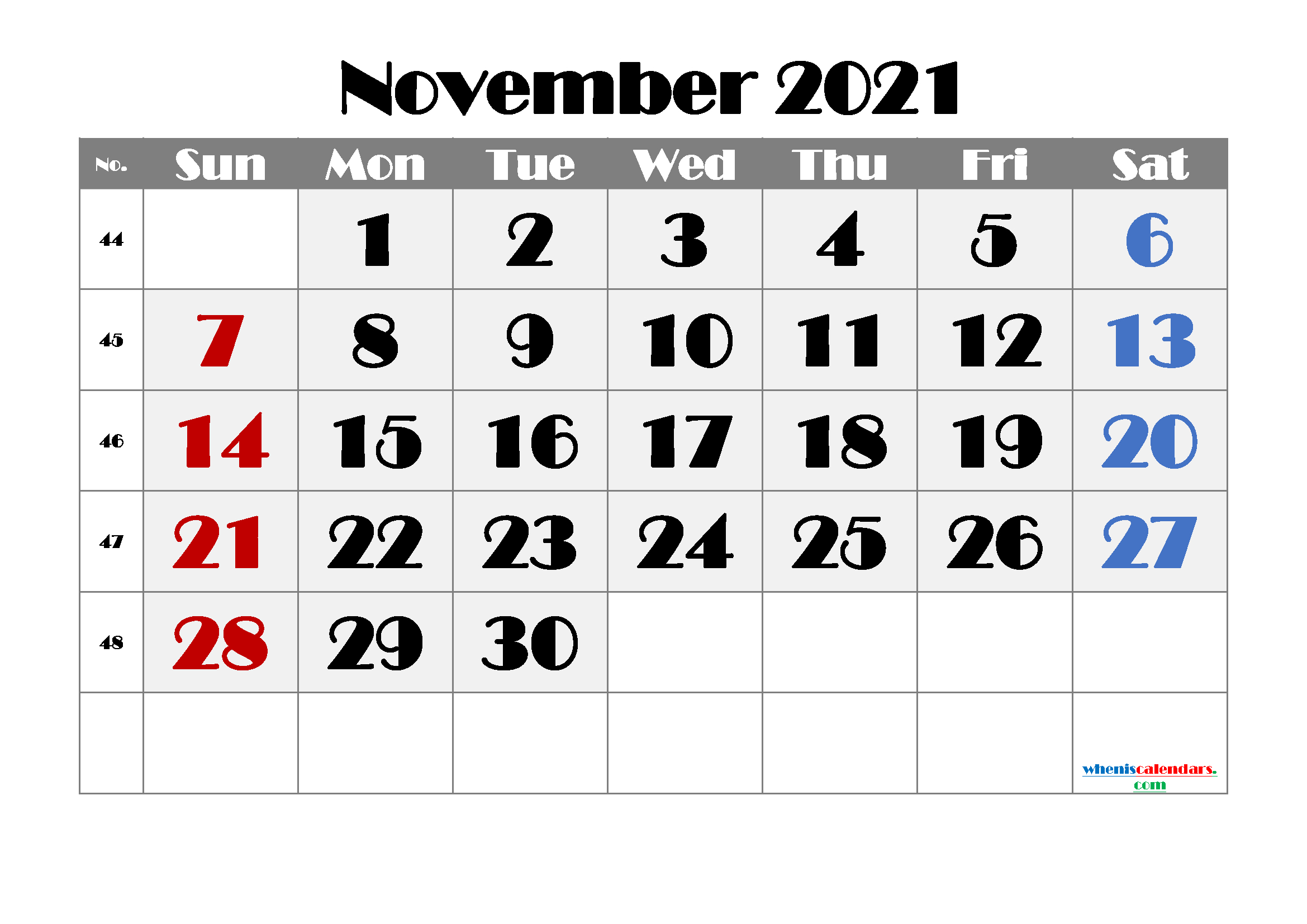 Free Printable Calendar November 2021 2022 And 2023
