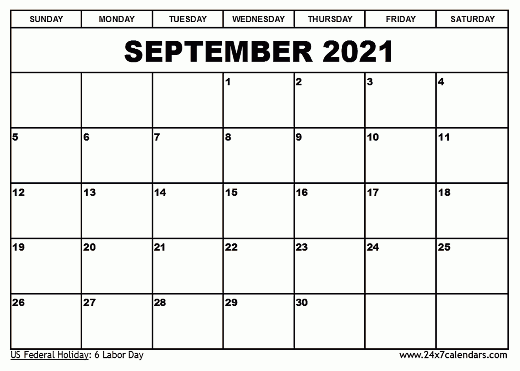 Free Printable September 2021 Calendar : 24X7Calendars
