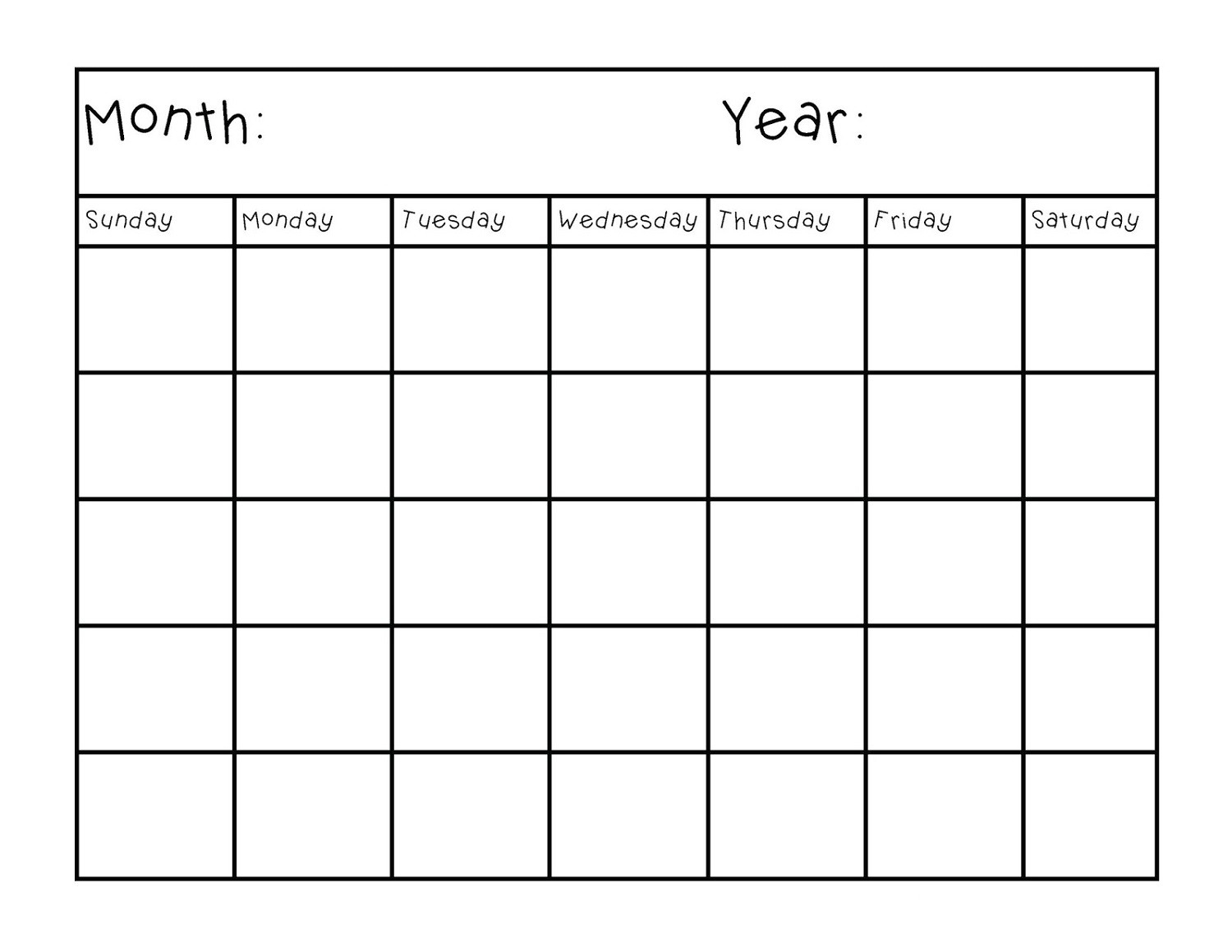 Full Page Free Printable Blank Calendars Example Calendar Printable