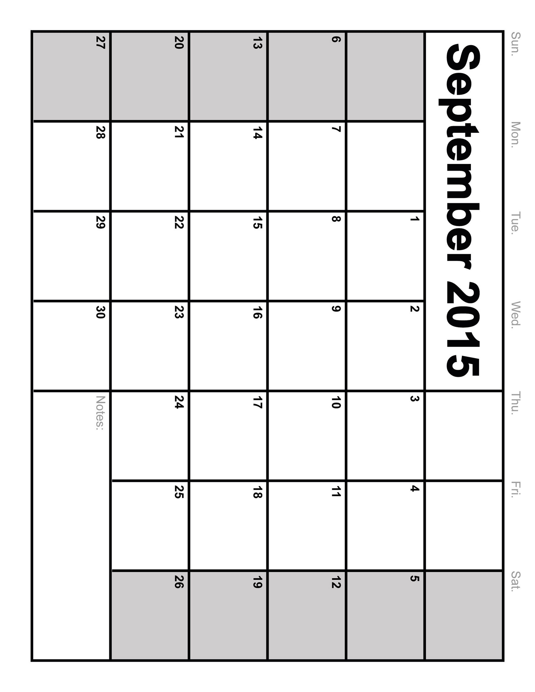 Full Size Printable Blank Calendar - Template Calendar Design