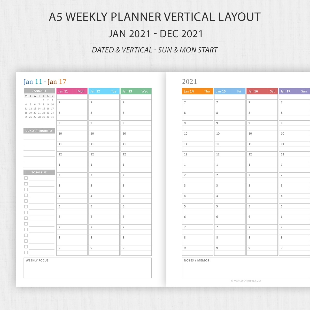 Hourly Calendar 2021 • Printable Blank Calendar Template