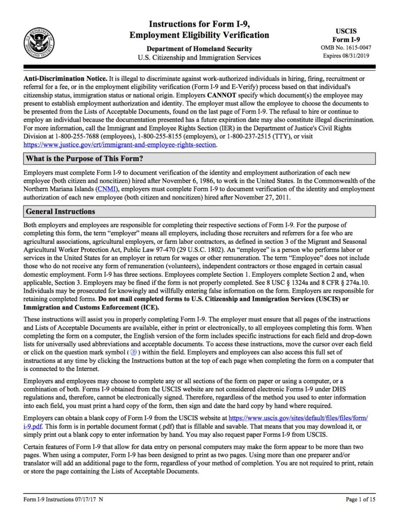 Sample I9 Form 2021 Example Calendar Printable 9115