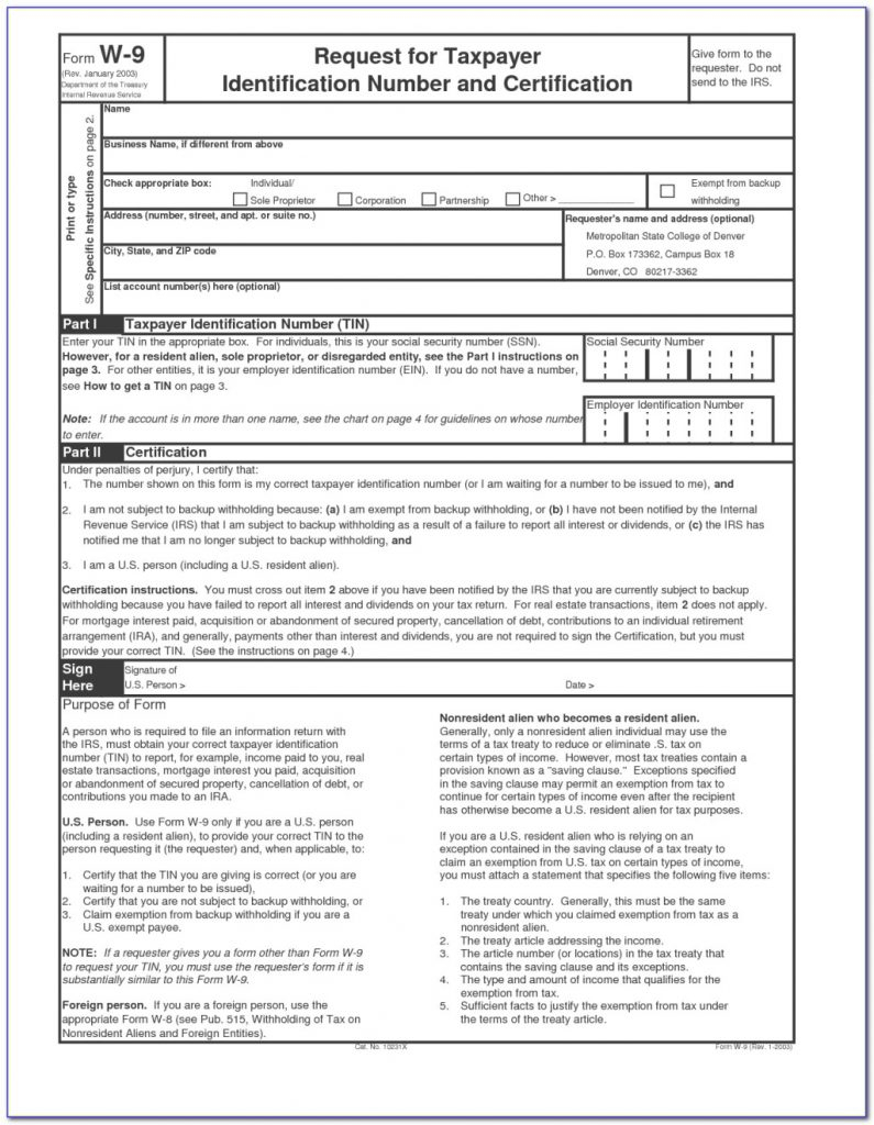 Irs Free Printable W-9 Form 2020 | Example Calendar Printable