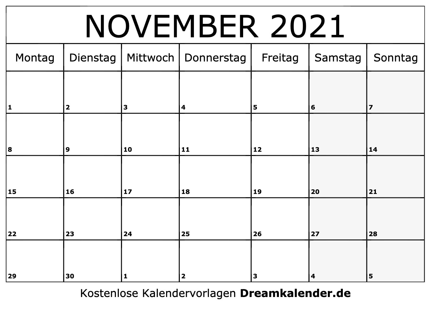 Kalender November 2021