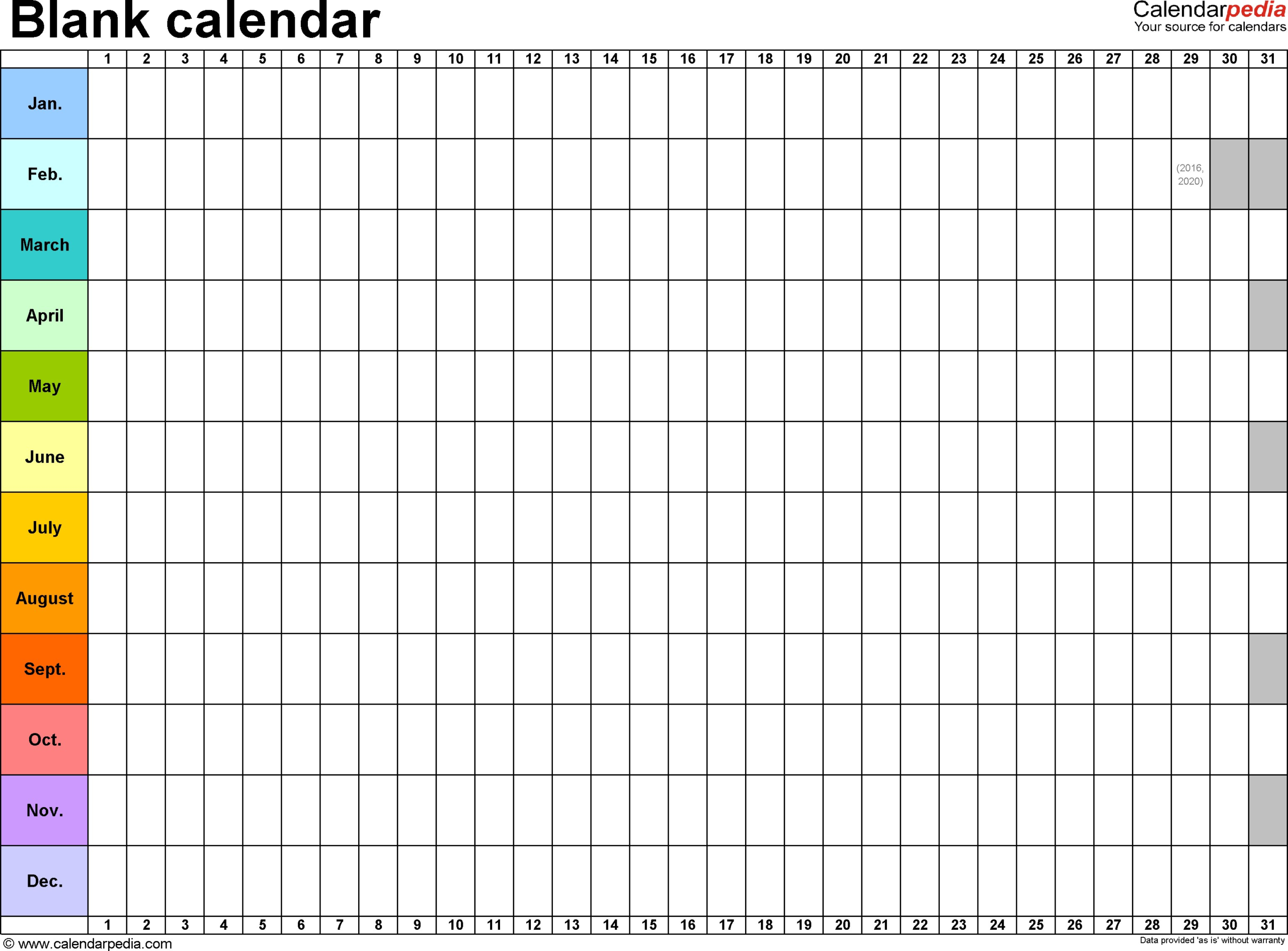 Lovely Printable Blank Yearly Calendar | Free Printable