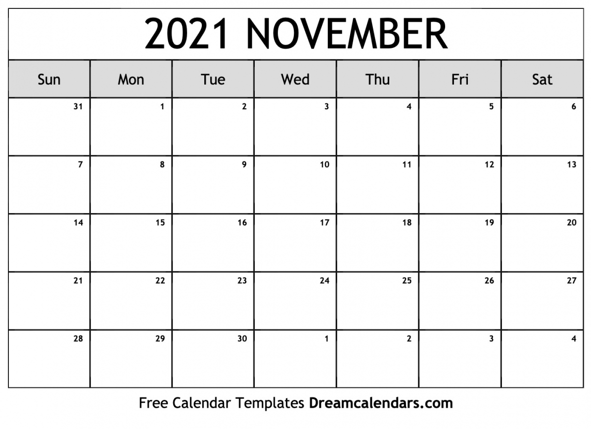 November 2021 Calendar Printable | Free Letter Templates