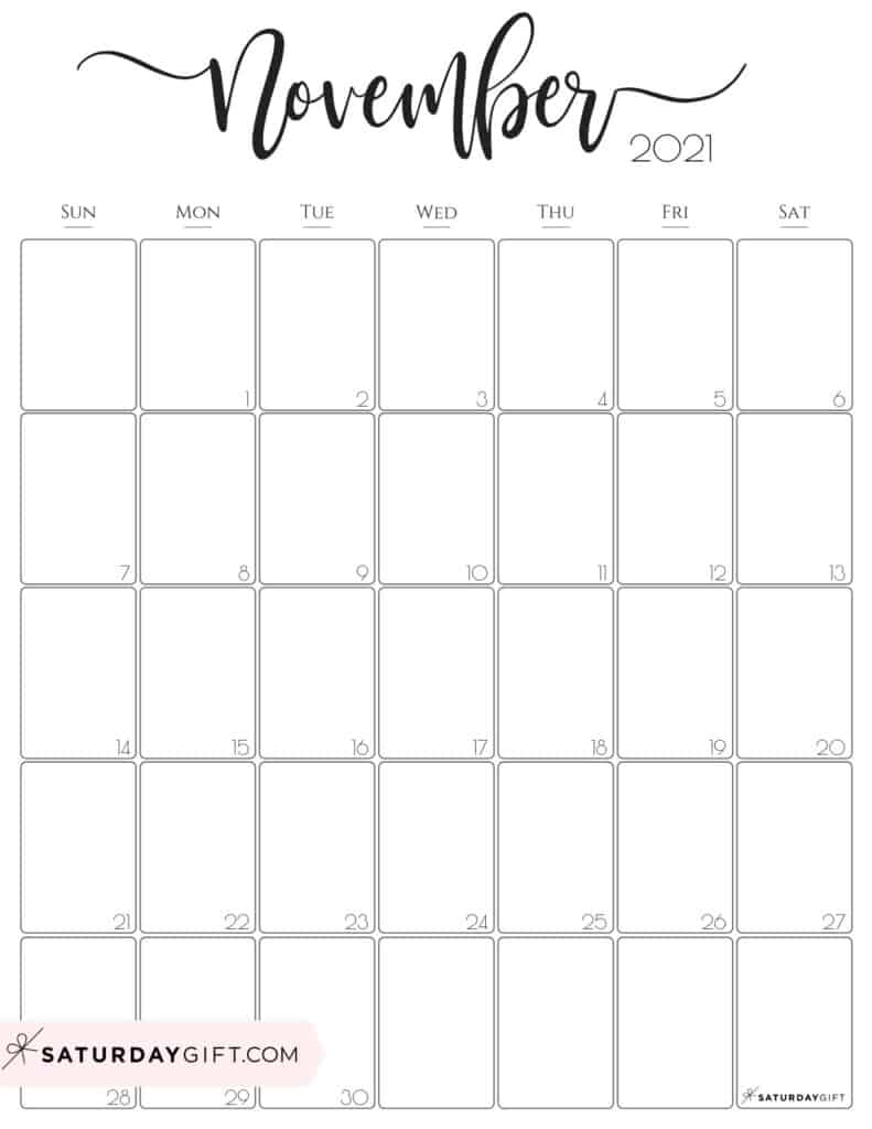 November 2021 Calendar Printable Vertical | Free Printable