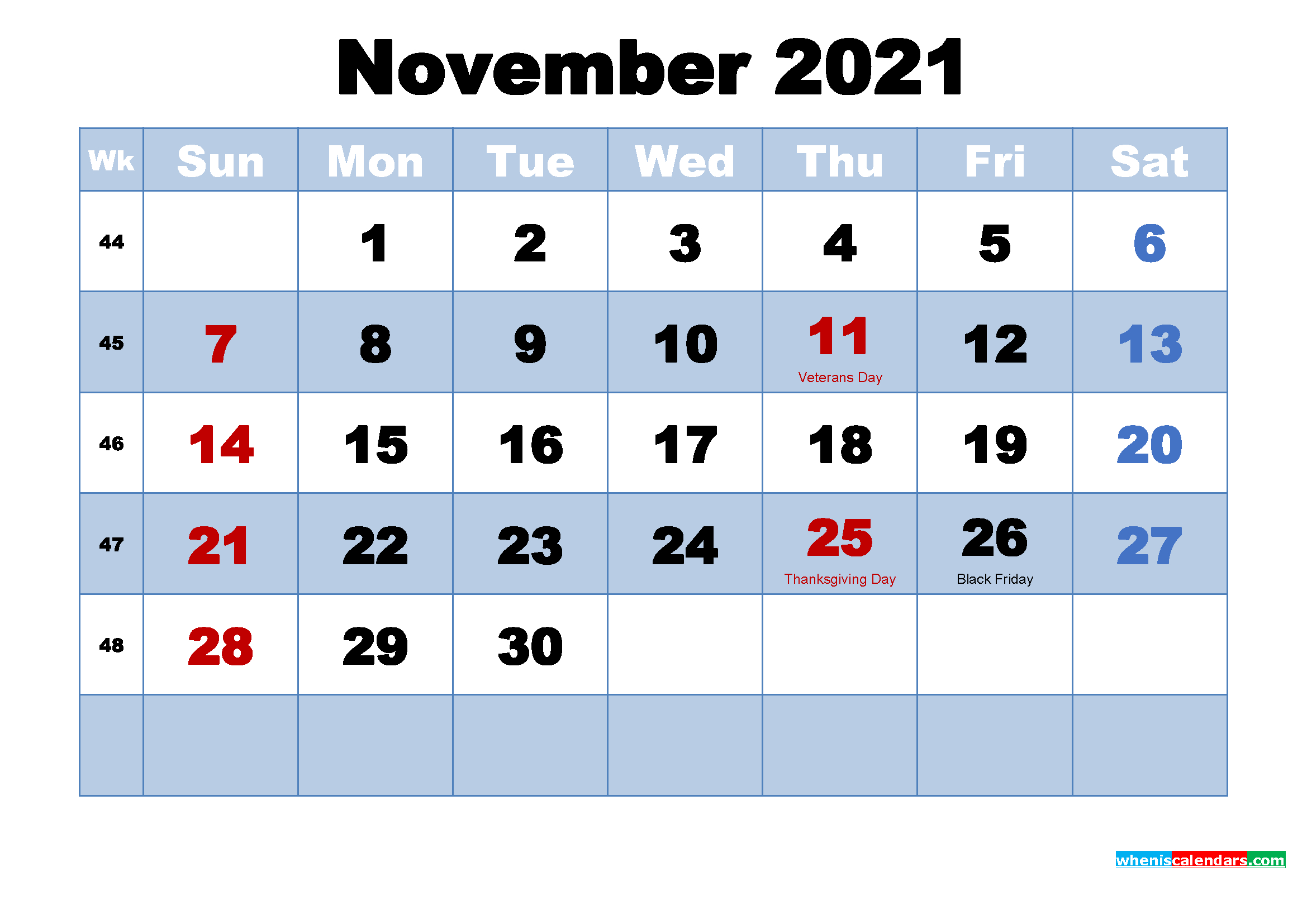 November 2021 Calendar | Example Calendar Printable