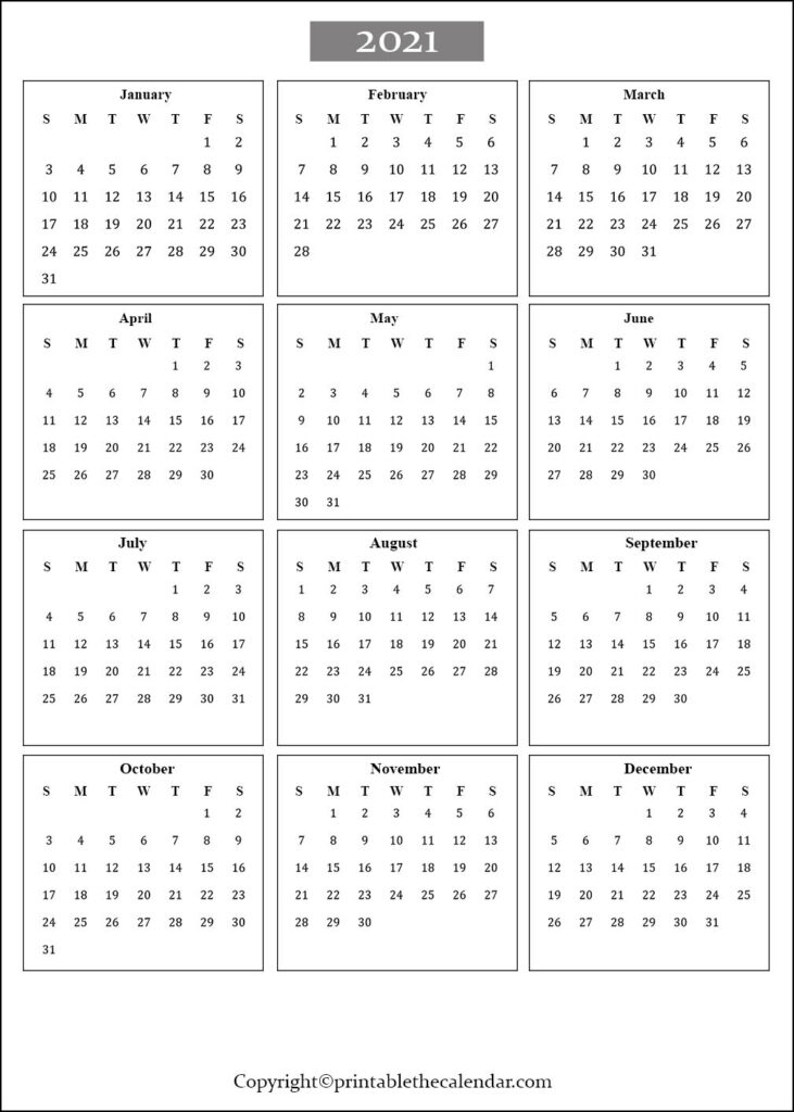 2021 Calendar Printable One Page Month | Example Calendar Printable