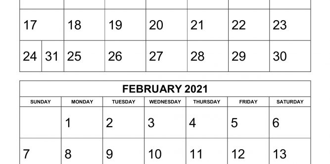 Printable Calendar 2021 Two Months Per Page | Free Printable Calendar 2021