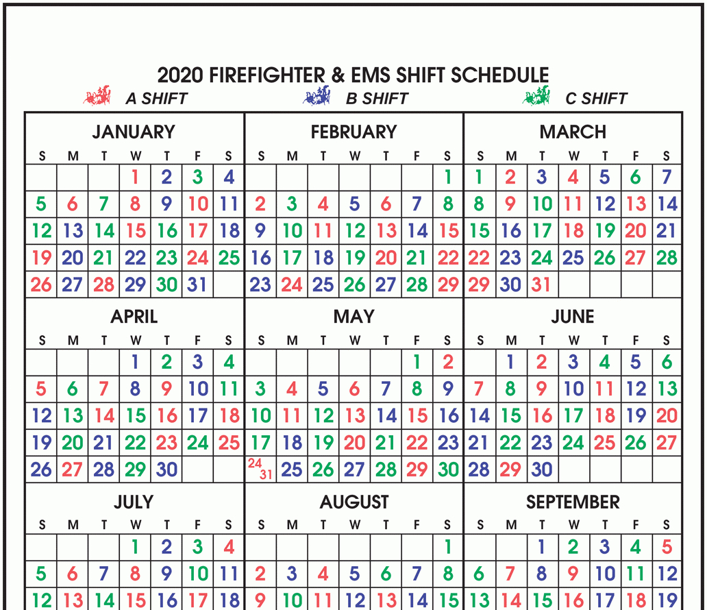 Printable Firefighter Shift Calendar 2021 | Calendar