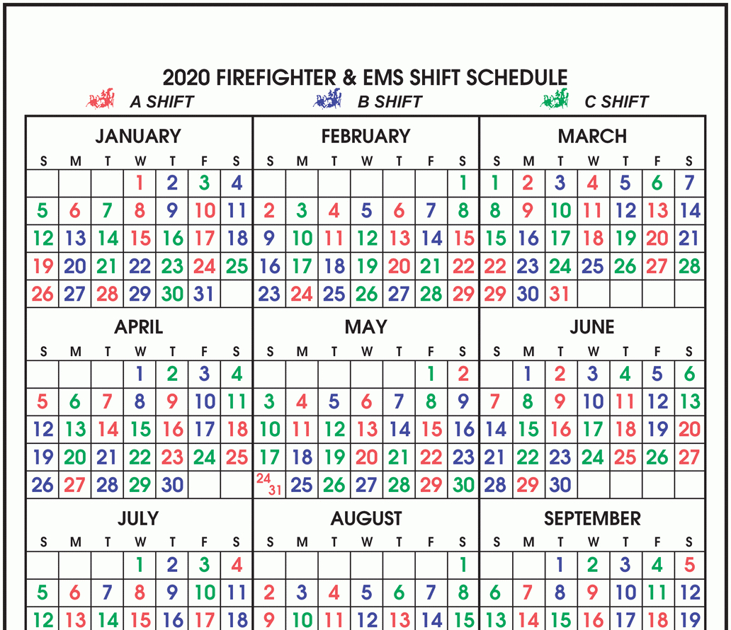 Printable Firefighter Shift Calendar 2021