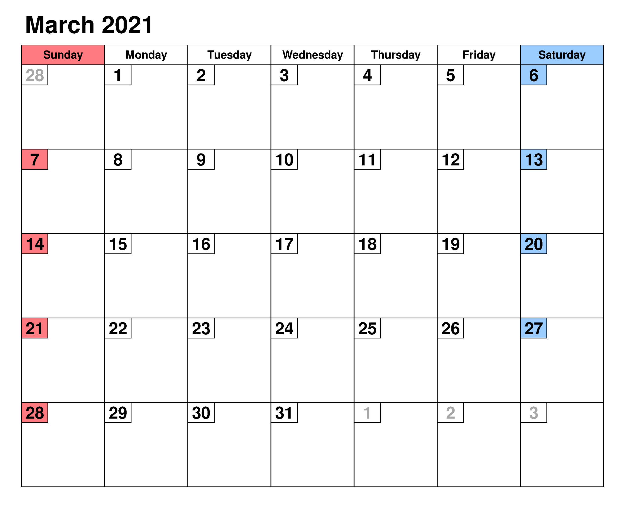 Printable March 2021 Calendar With Holidays - Zhudamodel