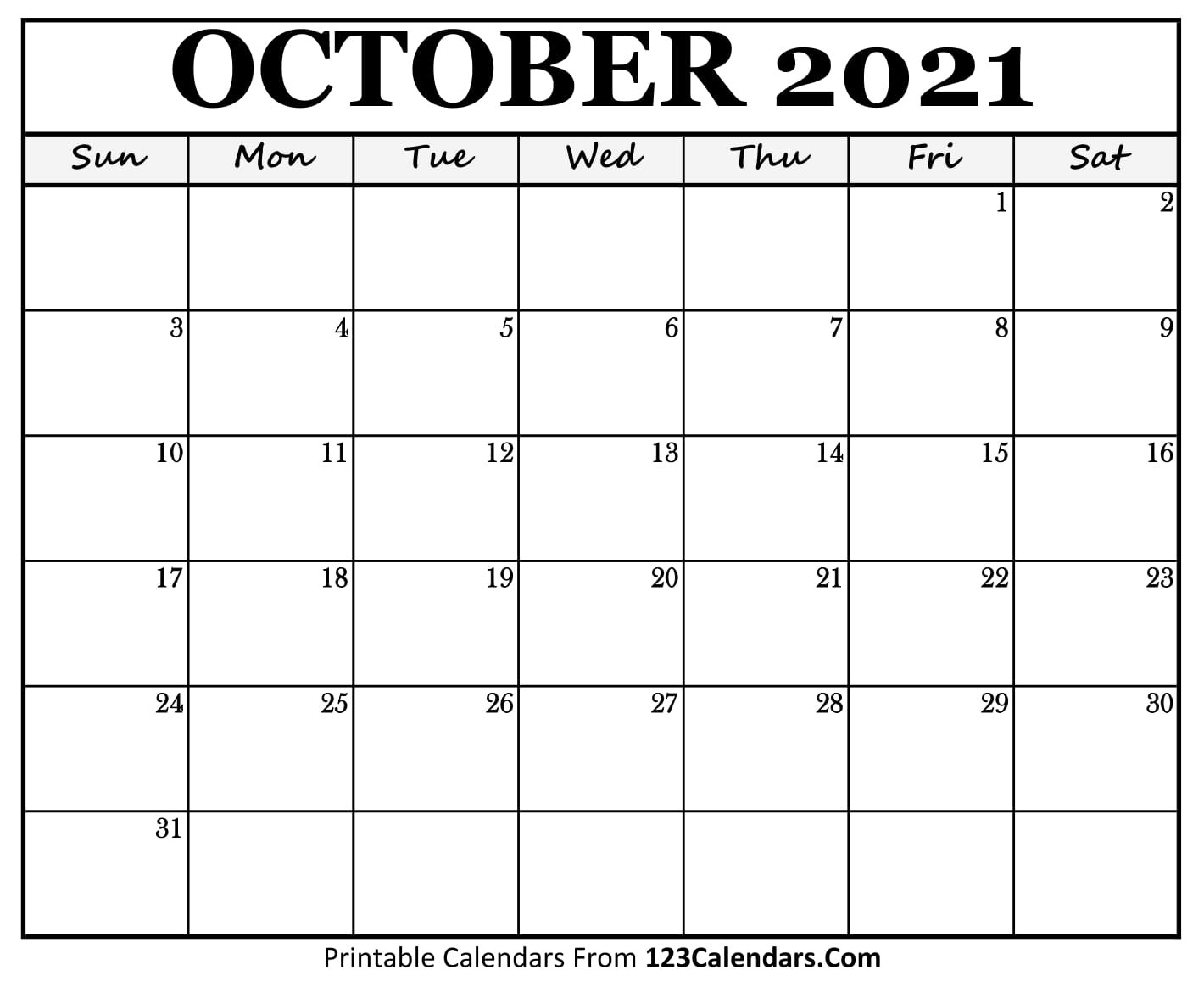 Printable October 2021 Calendar Templates | 123Calendars