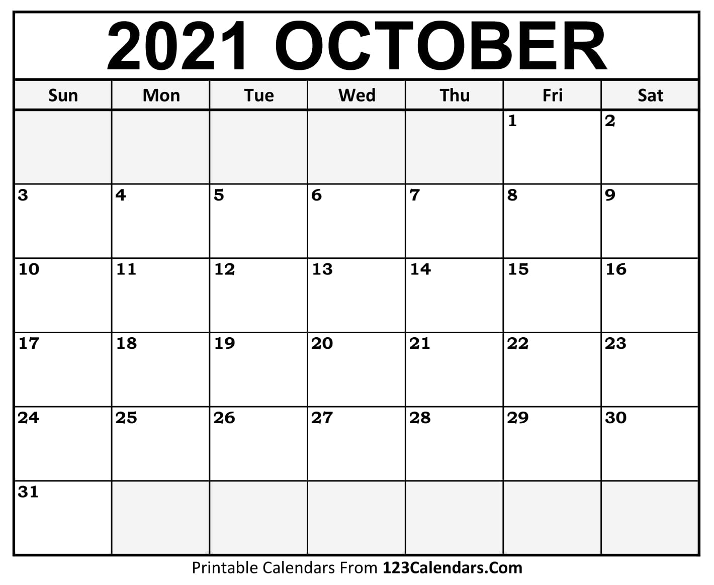 Printable October 2021 Calendar Templates | 123Calendars