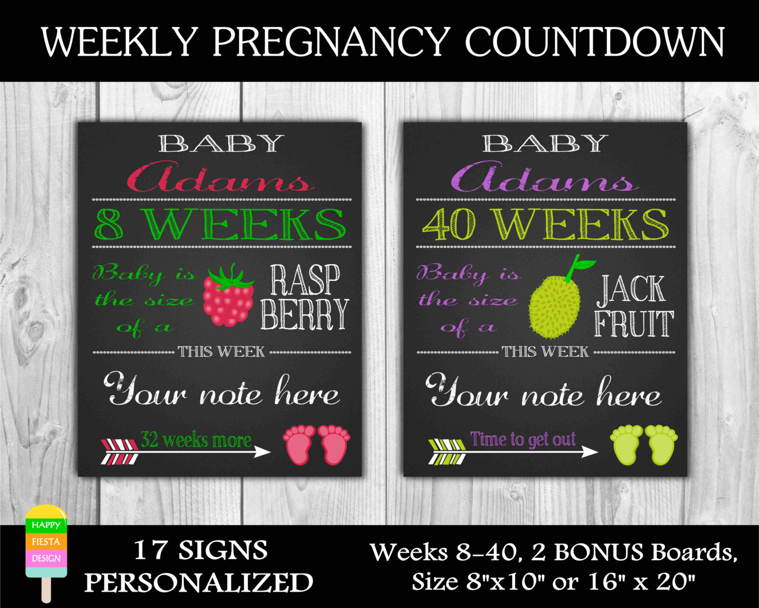 Printable Pregnancy Countdown Signs-Personalized Pregnancy
