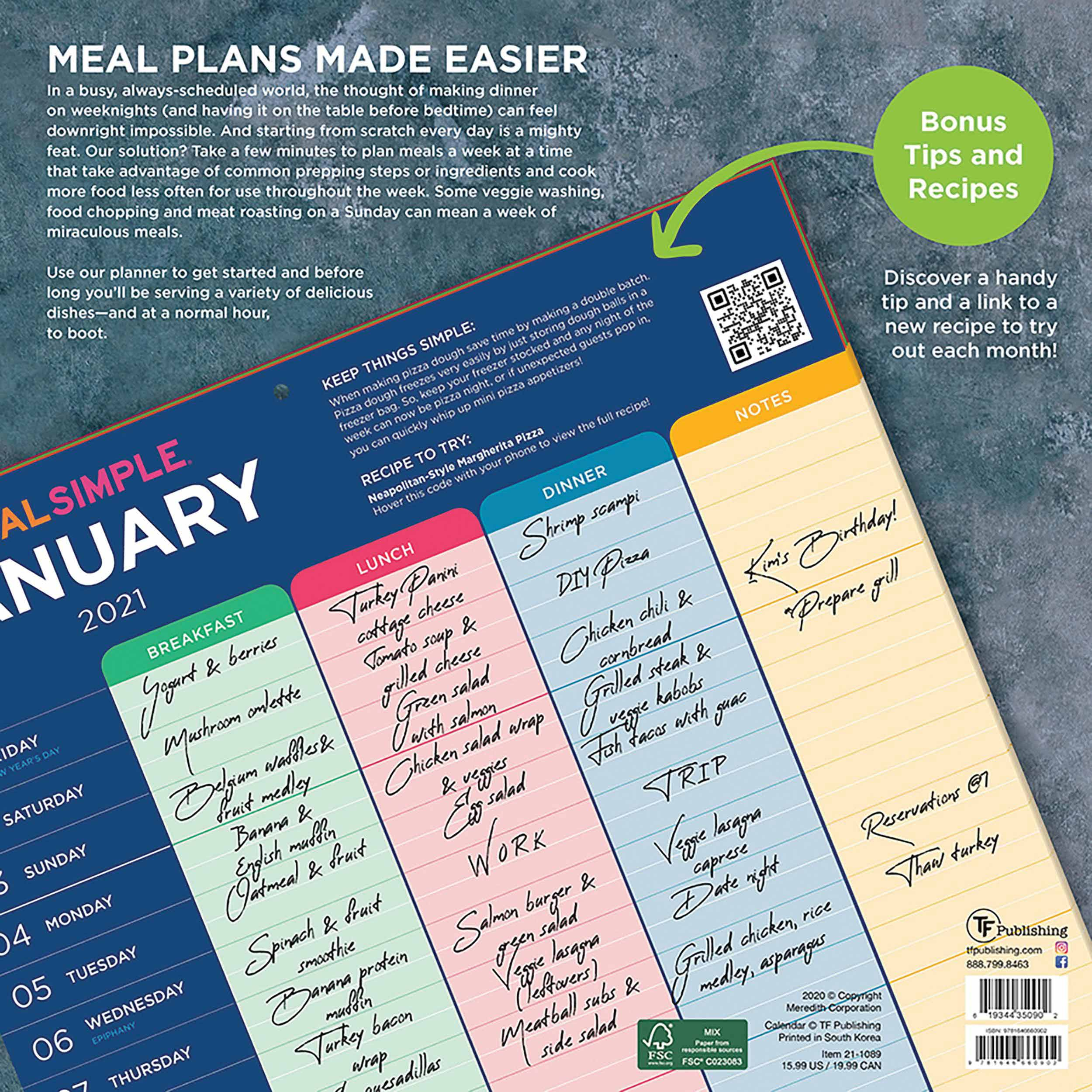 Real Simple, Meal Plans Calendar 2021 At Calendar Club