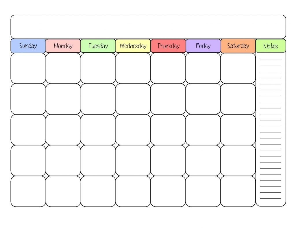 Sample Monthly Calendars To Printable With Notes