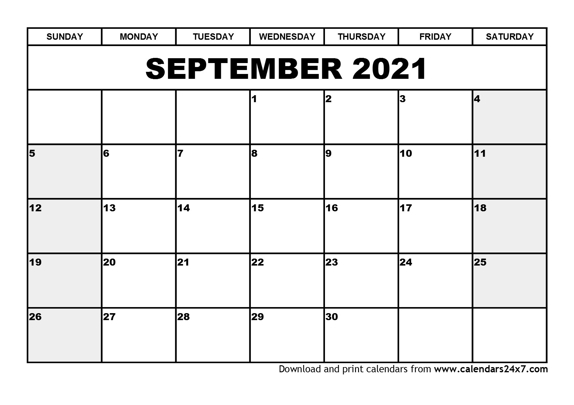 September 2021 Calendar &amp; October 2021 Calendar