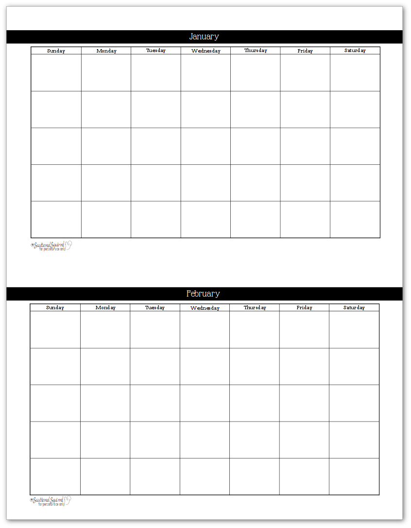 Undated Monthly Calendar - Calendar Printable Week