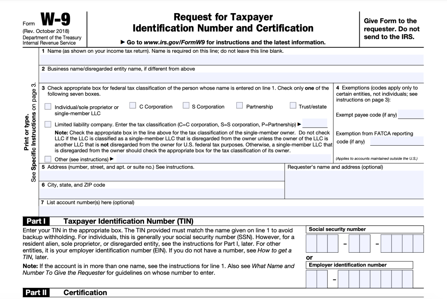 W-9 Form - Fill Out The Irs W-9 Form Online For 2019